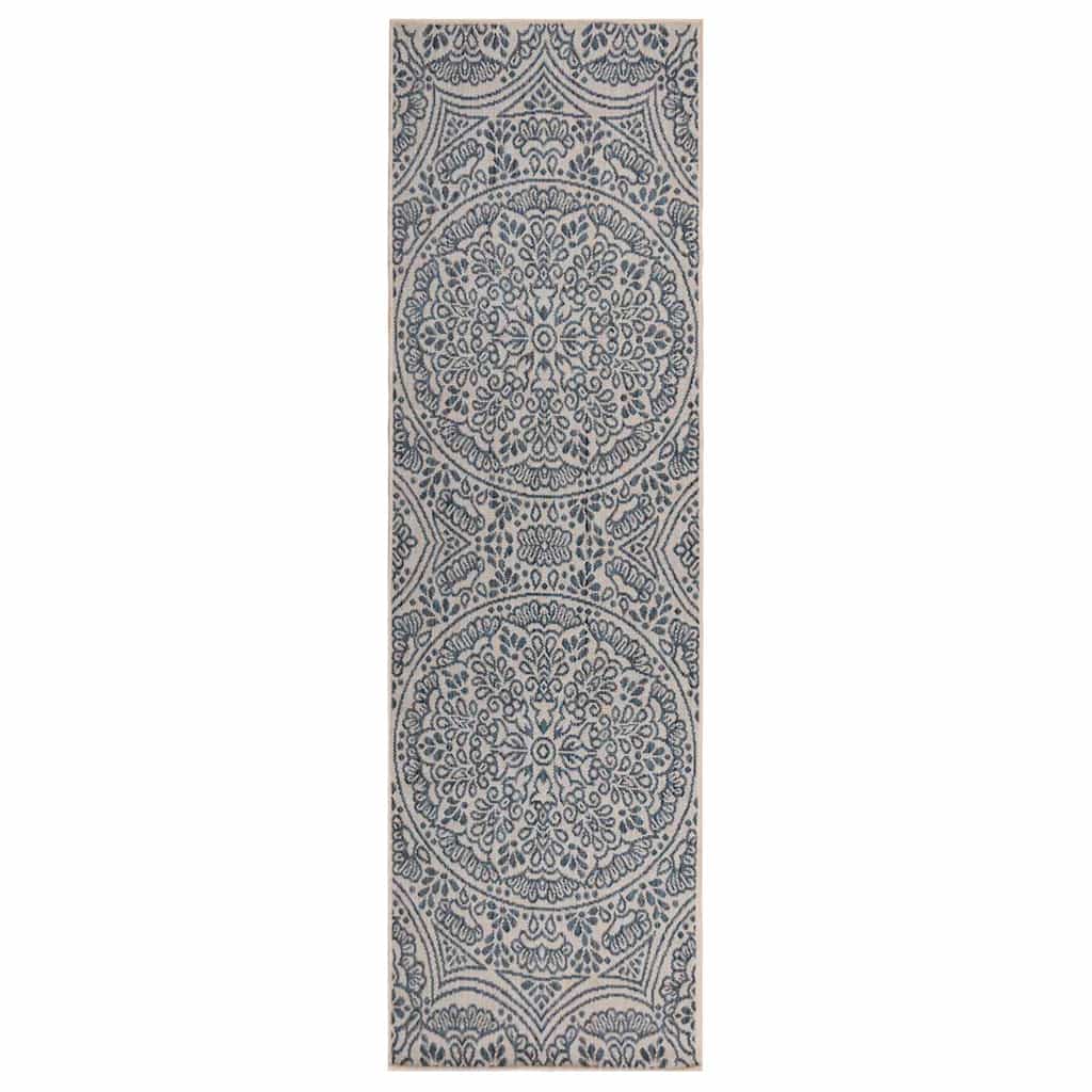 vidaXL Ulkomatto Flatweave 80x250 cm sininen kuvio
