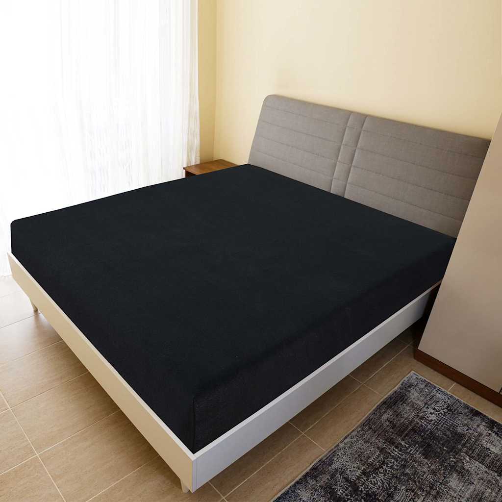 vidaXL Muotoon ommellut lakanat 2 kpl musta 140x200 cm