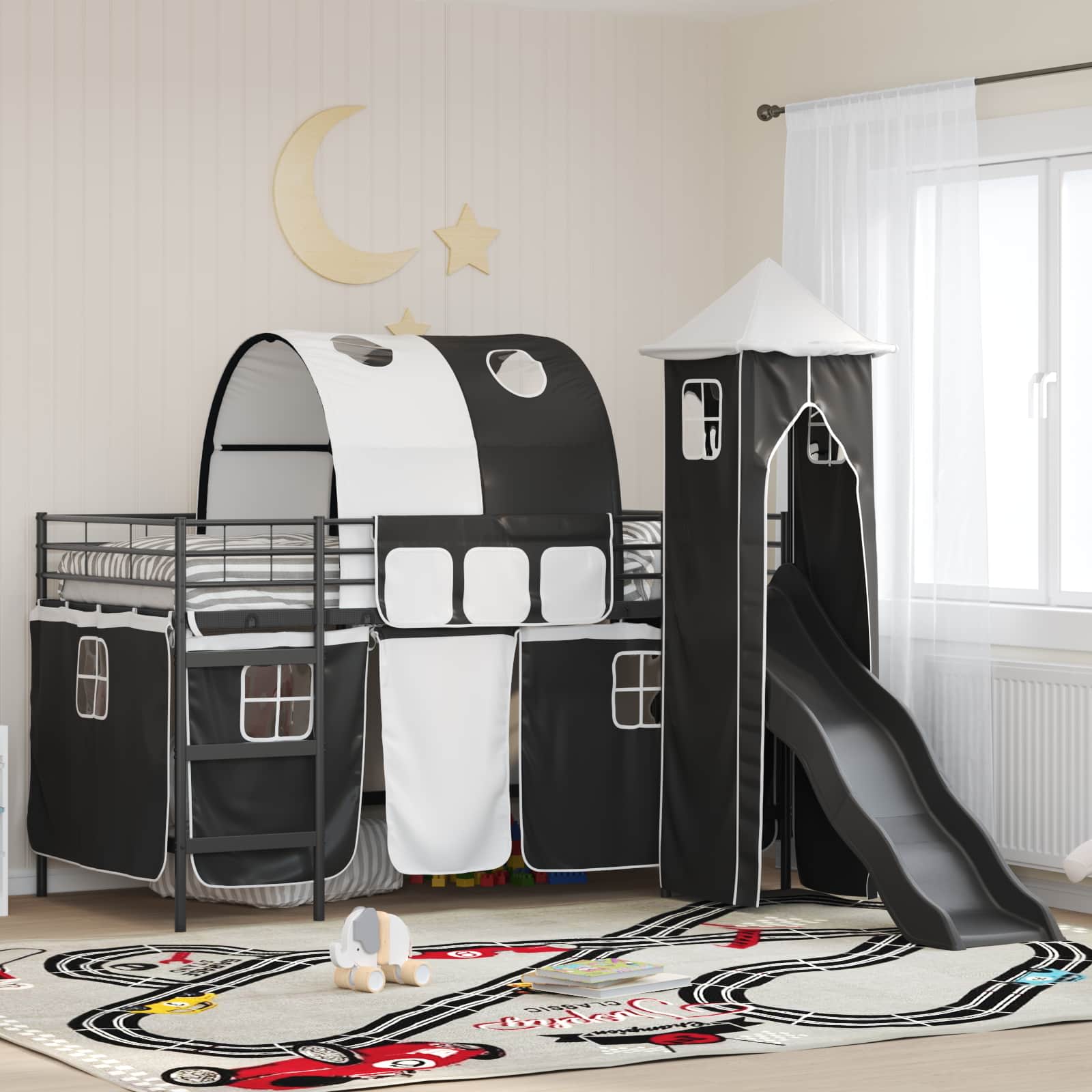 vidaXL Lasten kerrossänkykehys Yksivärinen Musta 100 x 200 cm Metalli
