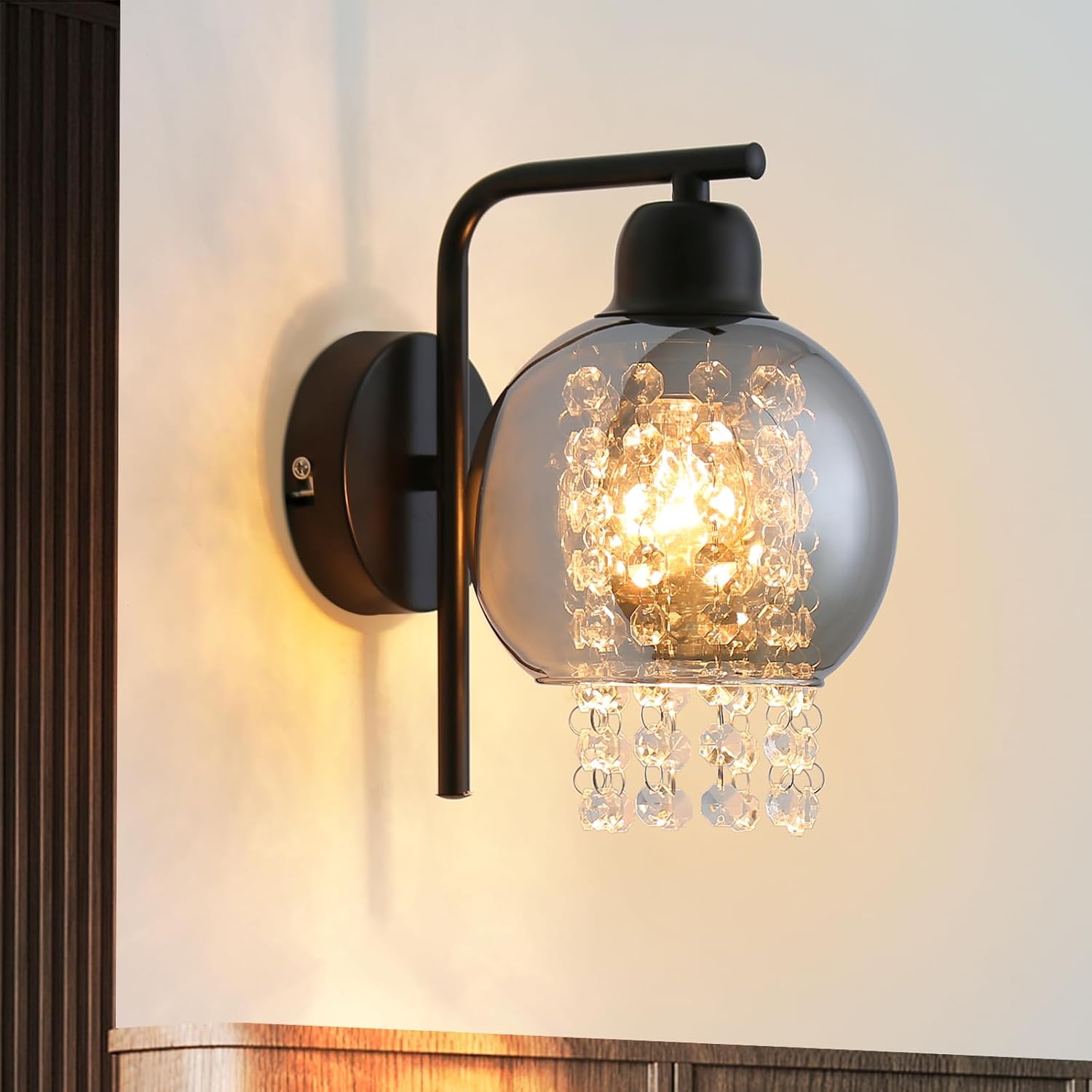 ZMH-sisäseinävalaisin E27 savunharmaa lasidesign